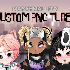 Kawaii Custom x6 Static PNGtuber -  Anime Style Character for Streaming x6 Faces