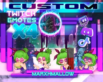 Personalisierte Kawaii Emotes für Twitch und Discord (x4)