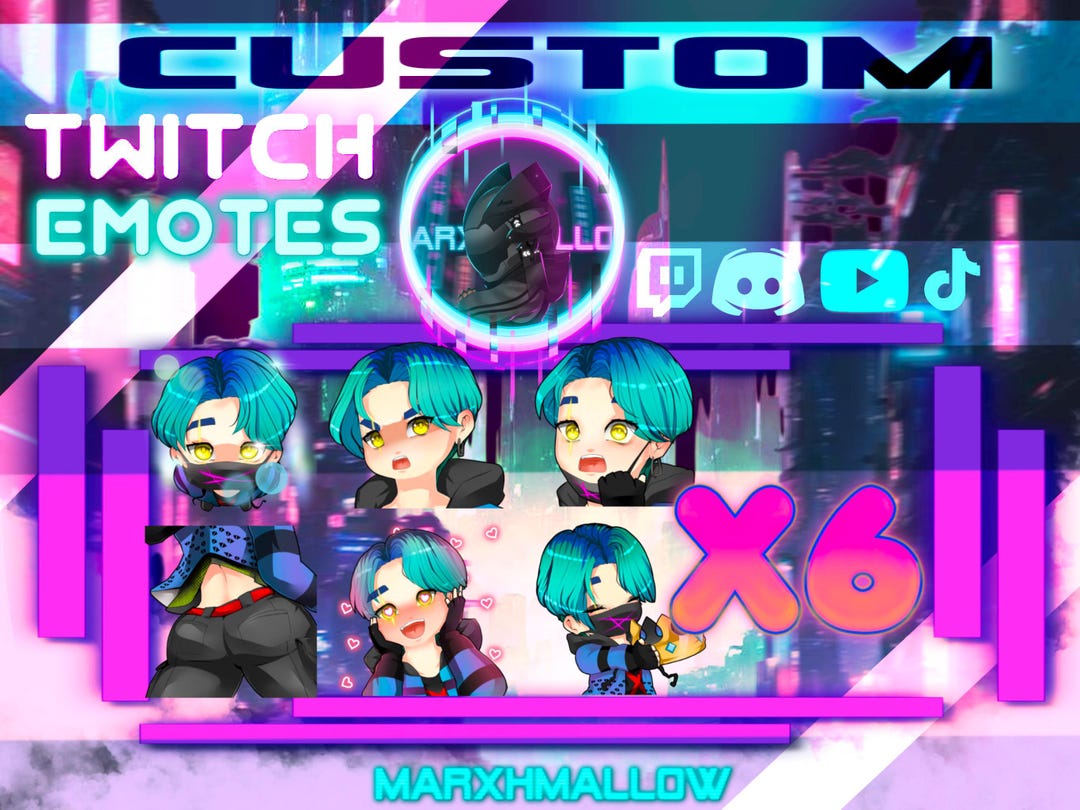 Custom Kawaii Emotes for Twitch and Discord (x6) - Etsy