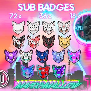 Kitsune Sub badges Ver.2 for Twitch Kawaii twitch sub badges Kitsune mask emotes for twitch and discord