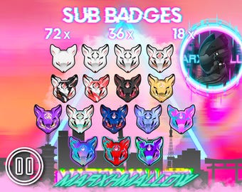Kitsune Sub badges Ver.2 for Twitch Kawaii twitch sub badges Kitsune mask emotes for twitch and discord