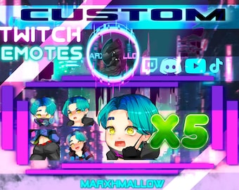 x5 benutzerdefinierte Kawaii Emotes für Twitch, Discord