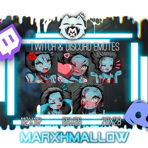 Ghost Girl Reworked Twitch and Discord Emotes Kawaii Horror Emotes