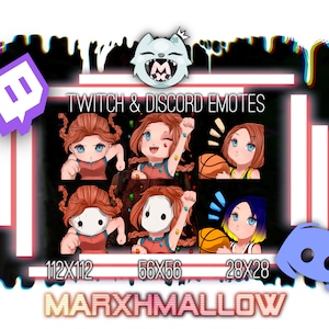 Emotes de Twitch de chica atlética / Emotes lindos de Twitch Emotes kawaii de Twitch y Discord