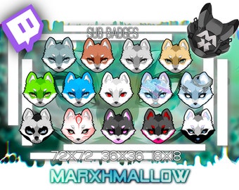 Anime Wolf Head Sub badges for Twitch