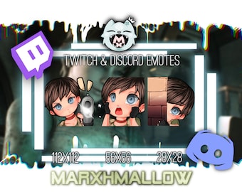 Emote di Twitch per combattenti zombie in stile Kawaii / Grafica per streamer horror