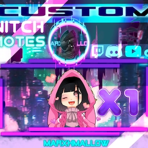 x1 Emotes personalizados para Twitch, Emotes personalizados para Discord, Emotes Kawaii personalizados