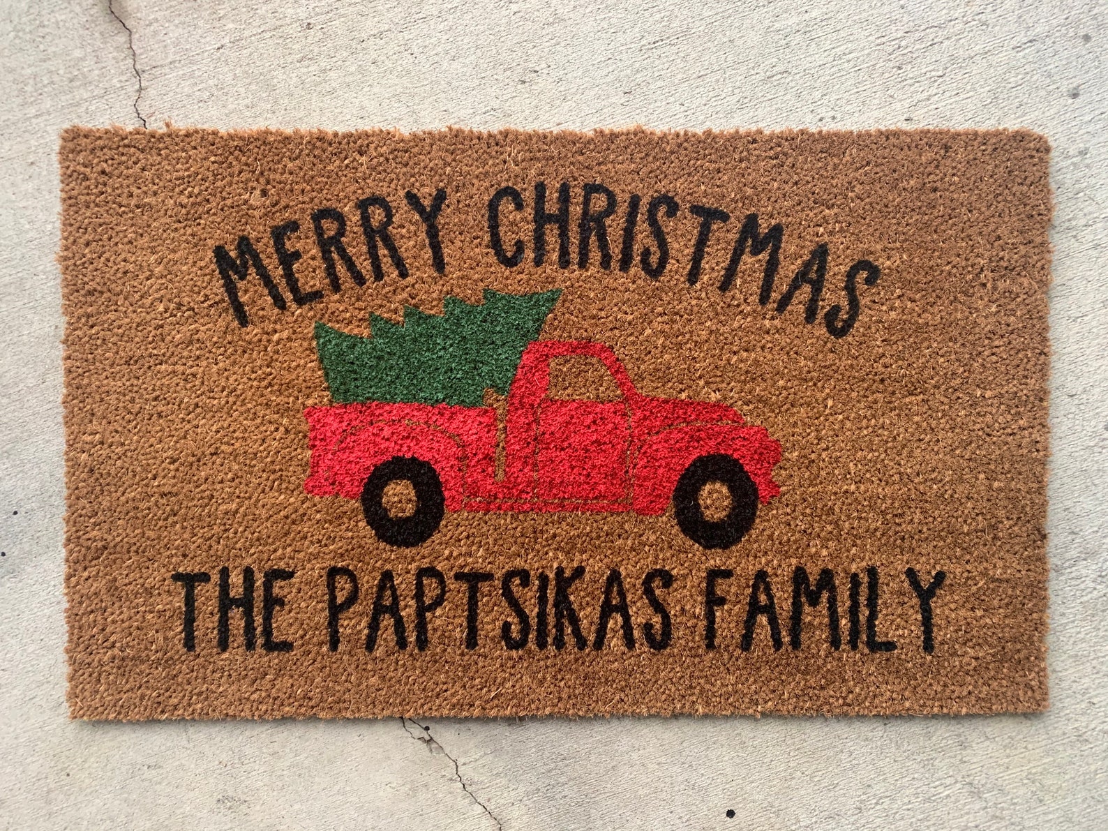 Personalized Christmas Doormat Little Red Truck Doormat Etsy