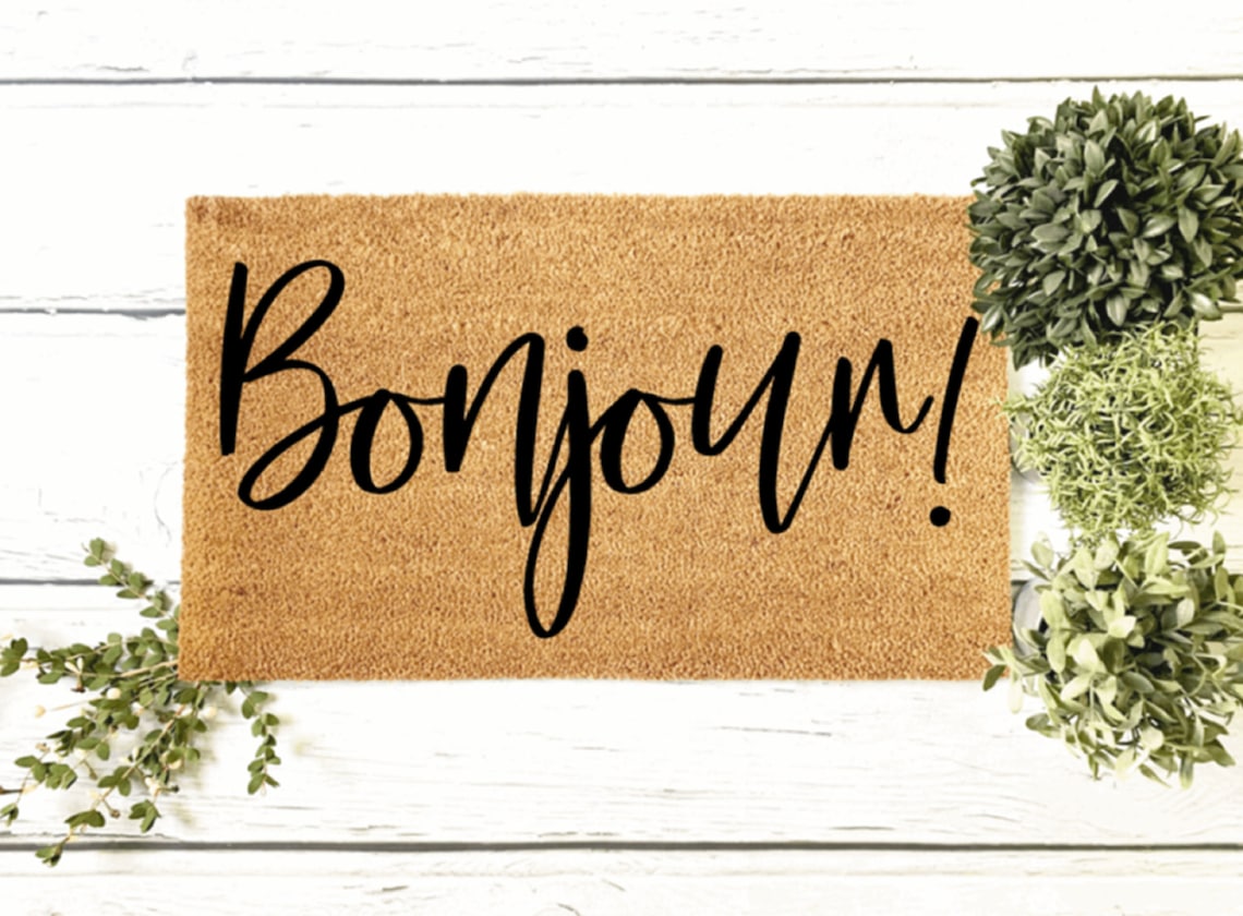 Bonjour Doormat Bonjour Mat French Mat Cute Etsy