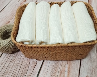 Set of 5 raw silk washcloths, spa towel: handmade, pure silk. Anti-Aging, Hypoallergenic and Antimicrobial for Skin Care