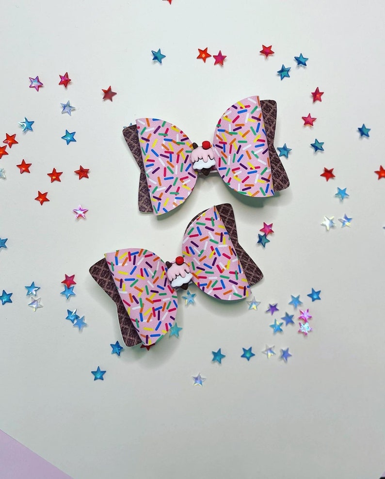 Ice Cream Hair Bow Ice Cream Hair Clip Ice Cream Hair Etsy