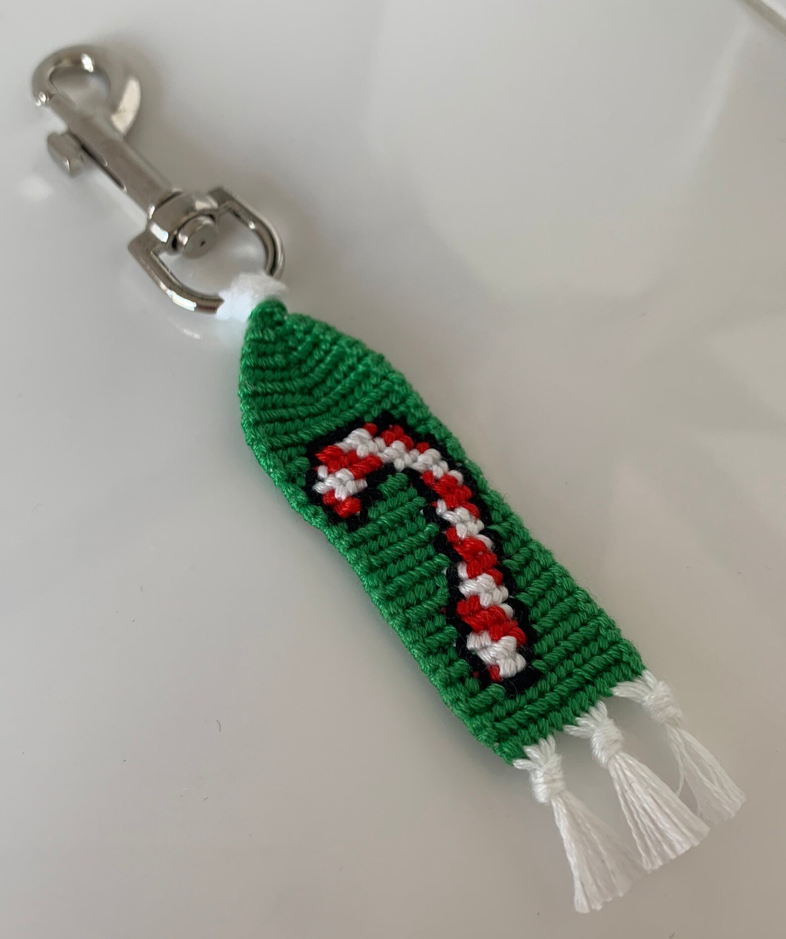 Candy Cane Keychain Dark Green Etsy