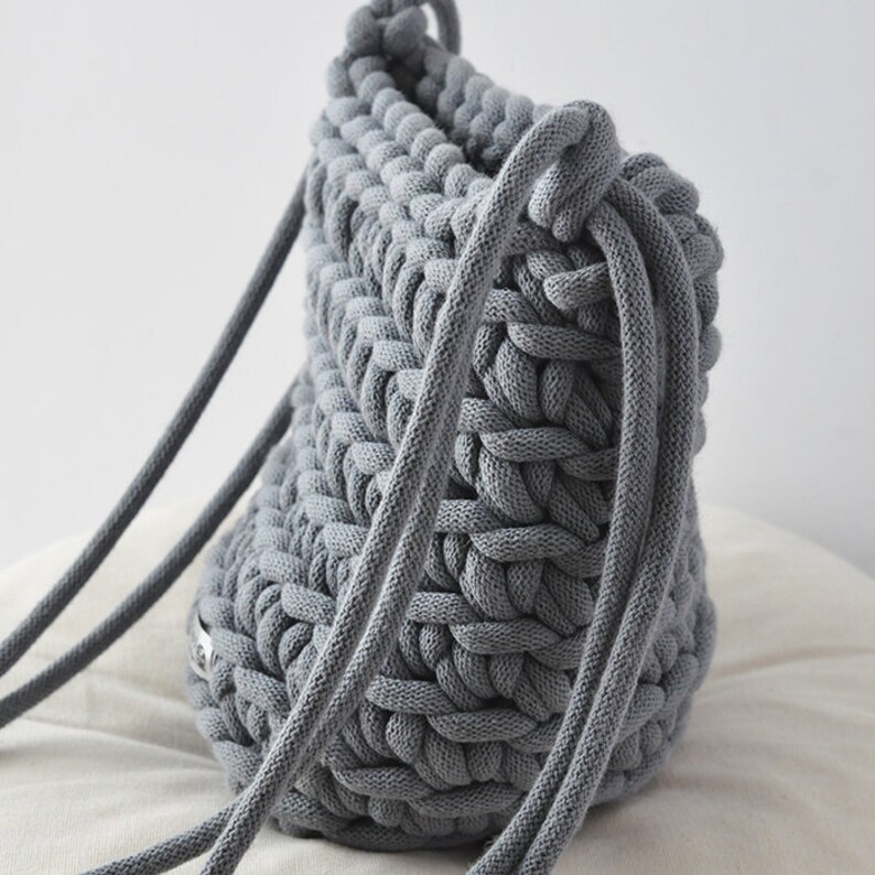 Grey small purse, Rope handmade bag, gift for anniversaries image 6