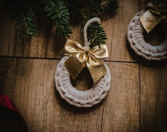 Set of 4 Handmade Tree Pendant Christmas Ornament baubles mini christmas wreath