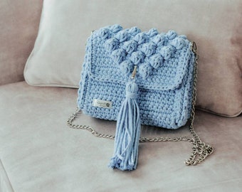 handbag designer, glitter purse, blue shiny bag