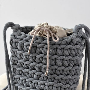 Grey small purse, Rope handmade bag, gift for anniversaries image 3