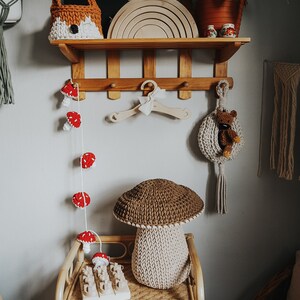 Crochet Mushroom Garland, fall home accent, Ornament, Fall Hanging Decor, forest kids room autumn, Toadstool Autumn Decoration image 4