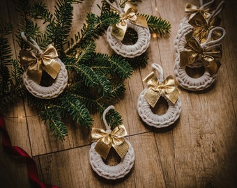 Set of 6 Christmas Decor Christmas Ornament Handmade Tree Pendant baubles mini christmas wreath
