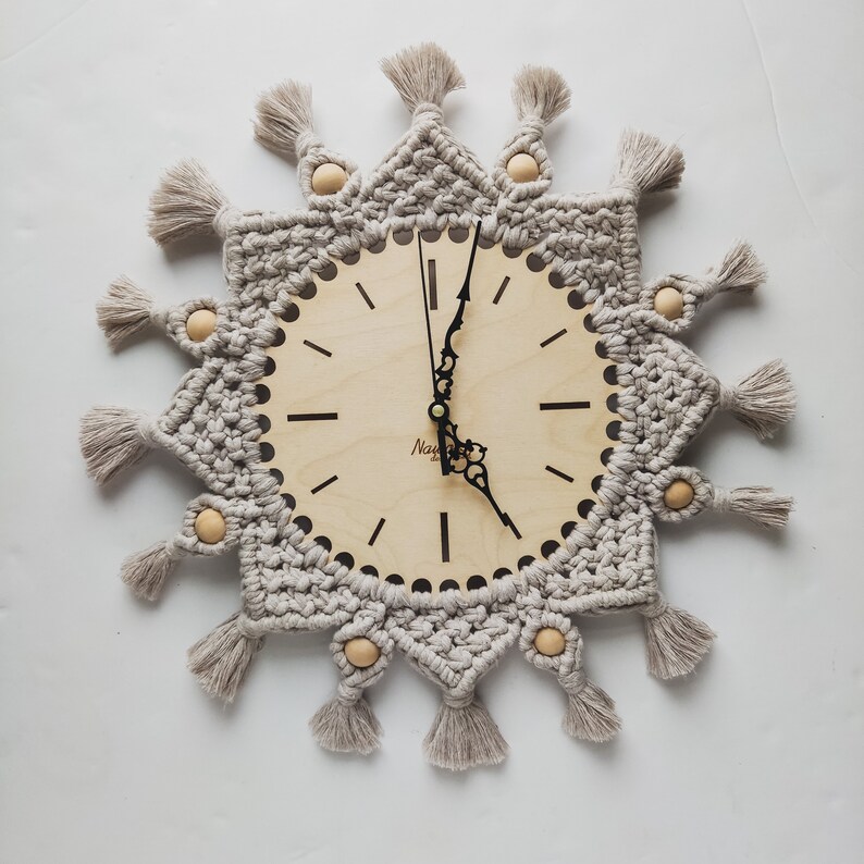 Boho Clock, Rustical Art Wall, Bohemian Interior, Macrame Clock - Etsy