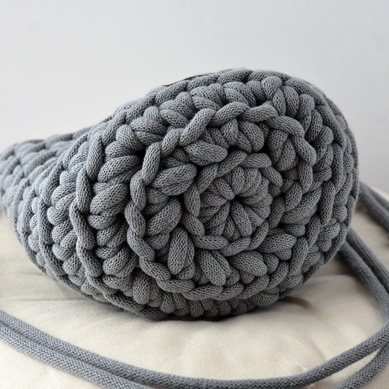 Grey small purse, Rope handmade bag, gift for anniversaries image 4