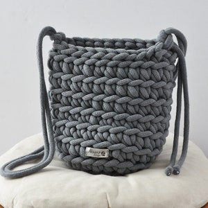Grey small purse, Rope handmade bag, gift for anniversaries image 2