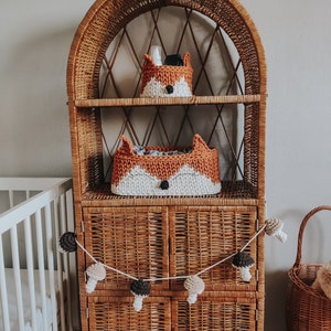 crochet animal basket, forest child's room, fox basket, for storage, scandi toy organizer, Basket Featuring Fox, Woodland Themed Decor image 2