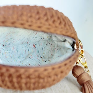 Brown Crochet Bag, Resin Art, Boho Style image 10