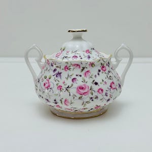 Royal Albert - Rose Confetti, açucareiro com tampa e alça. Primeira qualidade