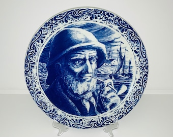 Delft, Boch La Louviere - Old Sailor, blue & white 29cm charger / display plate