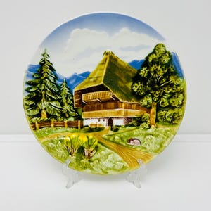 German, Marie Louise Fine Ceramic - Handpainted Country Cottage display plate. Majolica style