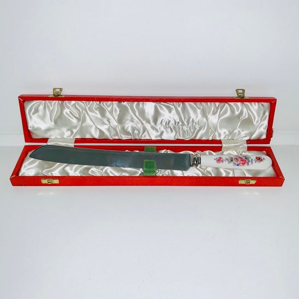 Royal Crown Derby - Derby Posies, porcelain handled bread knife in original box