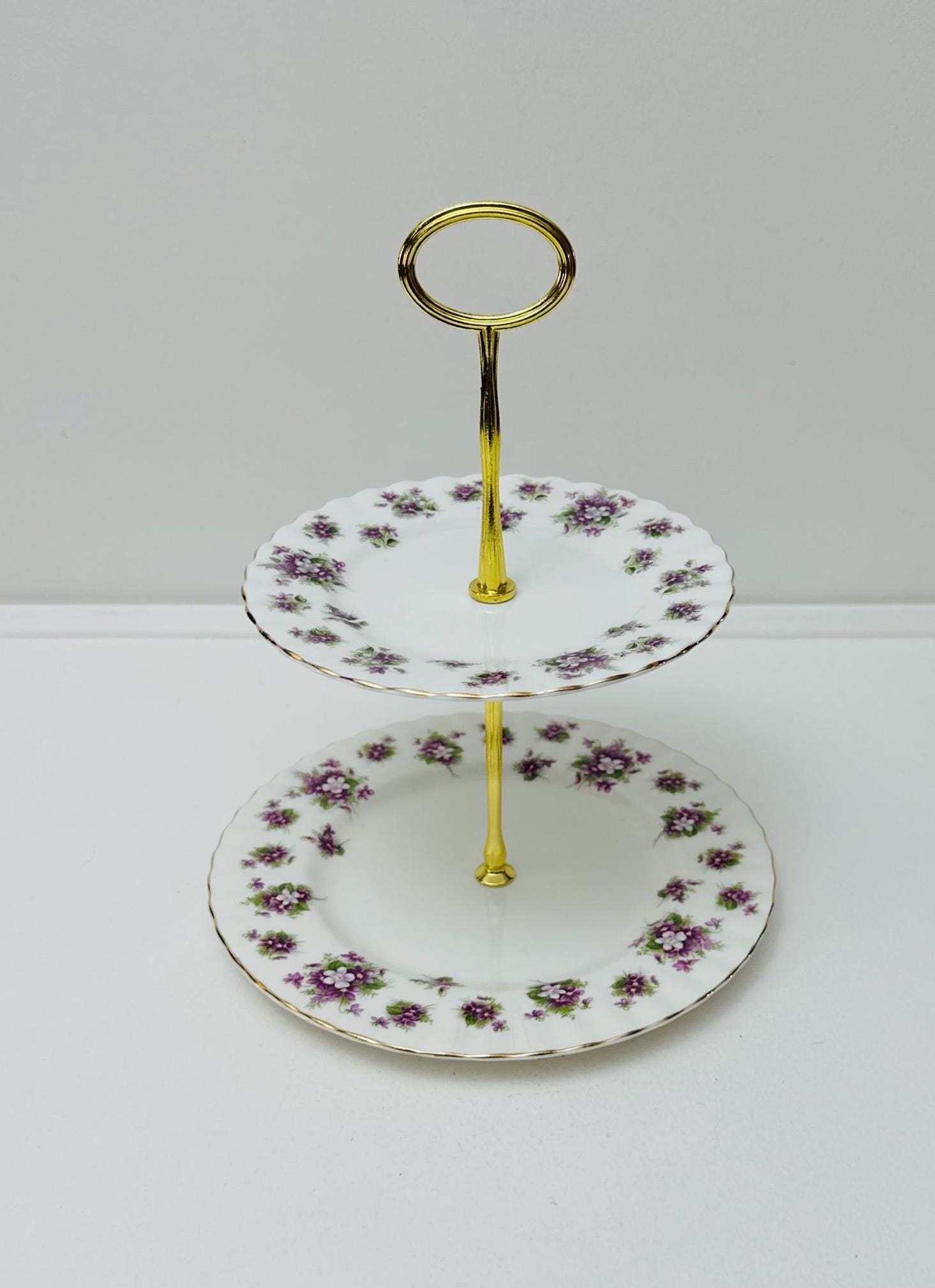 ロイヤルアルバート - スイートバイオレット、ハイティー 2 段ケーキ