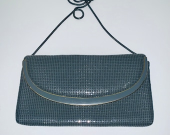 Goldcrest - mesh, grey & gold coloured vintage evening bag. Great condition