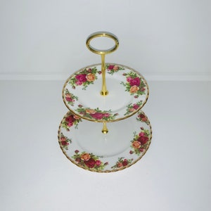 Royal Albert - Old Country Roses, High tea 2 tier cake stand. Made in England