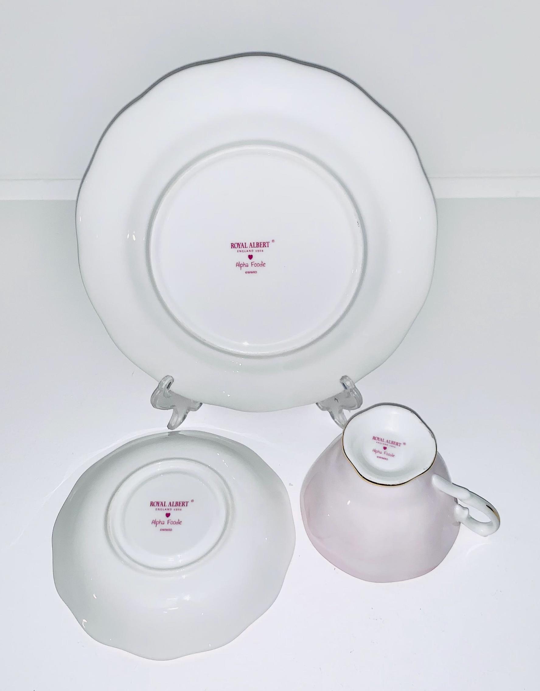 Royal Albert Alpha Foodie, Tea Trio With Pink Background and 21cm 