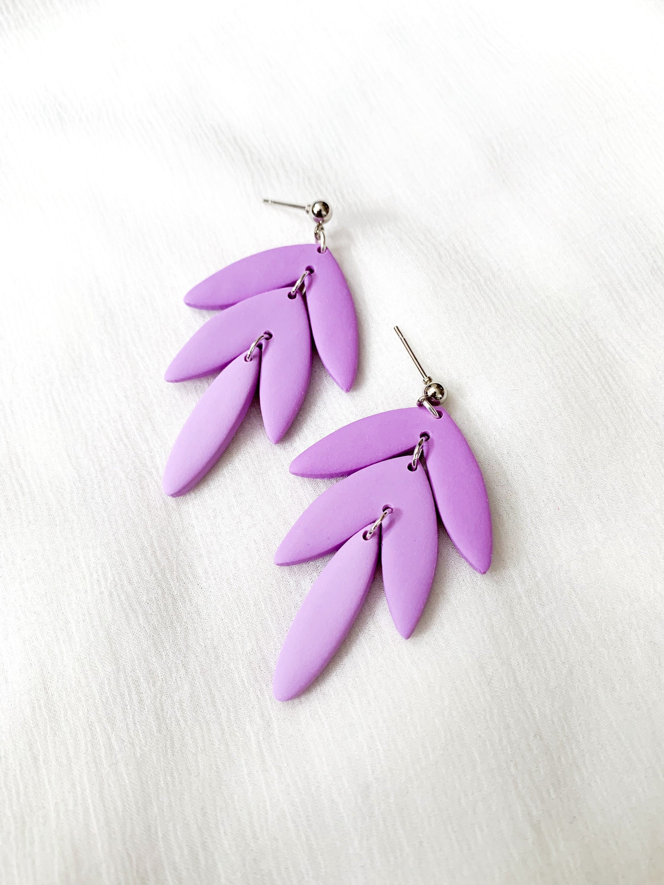 Purple clay earrings deals