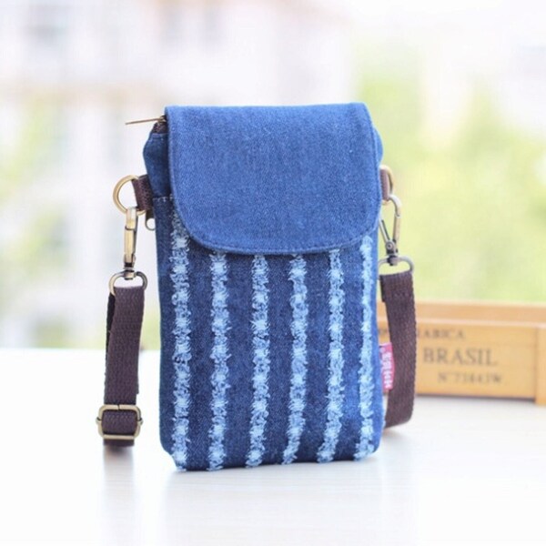 Denim Twill Crossbody Phone Purse | Denim Shoulder Mobile Pouch | Cellphone Bag | Women Crossbody bag | Travel Pouch