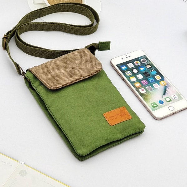 Canvas Messenger Phone Purse | Trendy Shoulder Mobile Pouch | Cellphone Bag | Women Crossbody bag | Travel Pouch