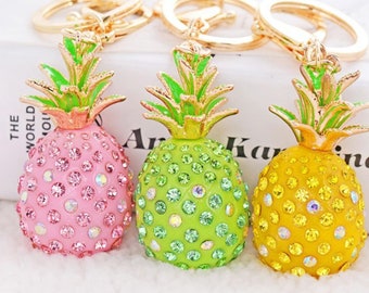 Cute Pineapple Keyholder | Shining Rhinestone Keychain | Jeweled Keychain | Bag Charm Pendant | Rhinestone Accessory