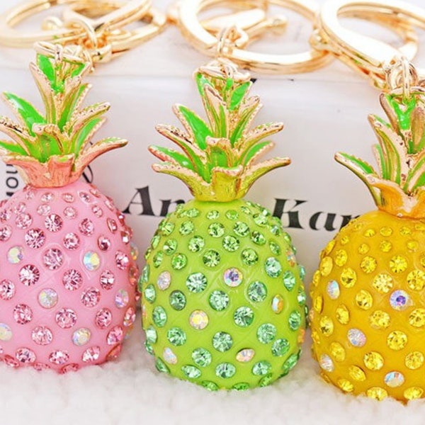 Cute Pineapple Keyholder | Shining Rhinestone Keychain | Jeweled Keychain | Bag Charm Pendant | Rhinestone Accessory