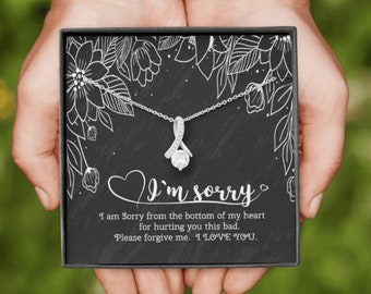 I'm Sorry Gift for Wife Girlfriend Sister Friend Apology Necklace gift for her I'm Sorry Message Card Forgiveness Gift Apology Idea