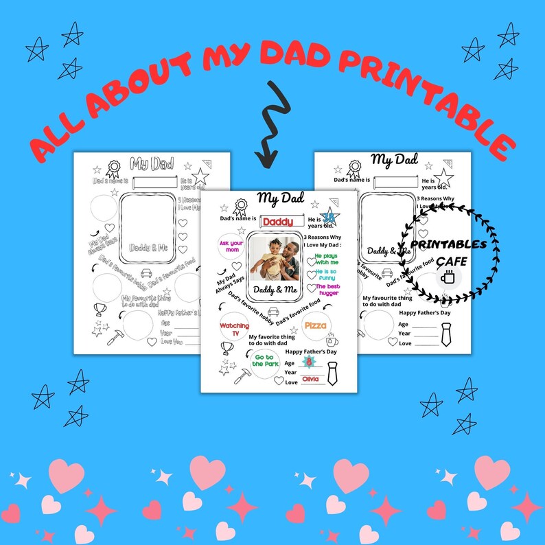 All About My Dad Printable – Father’s Day Gift From Kids | DIY Coloring ...