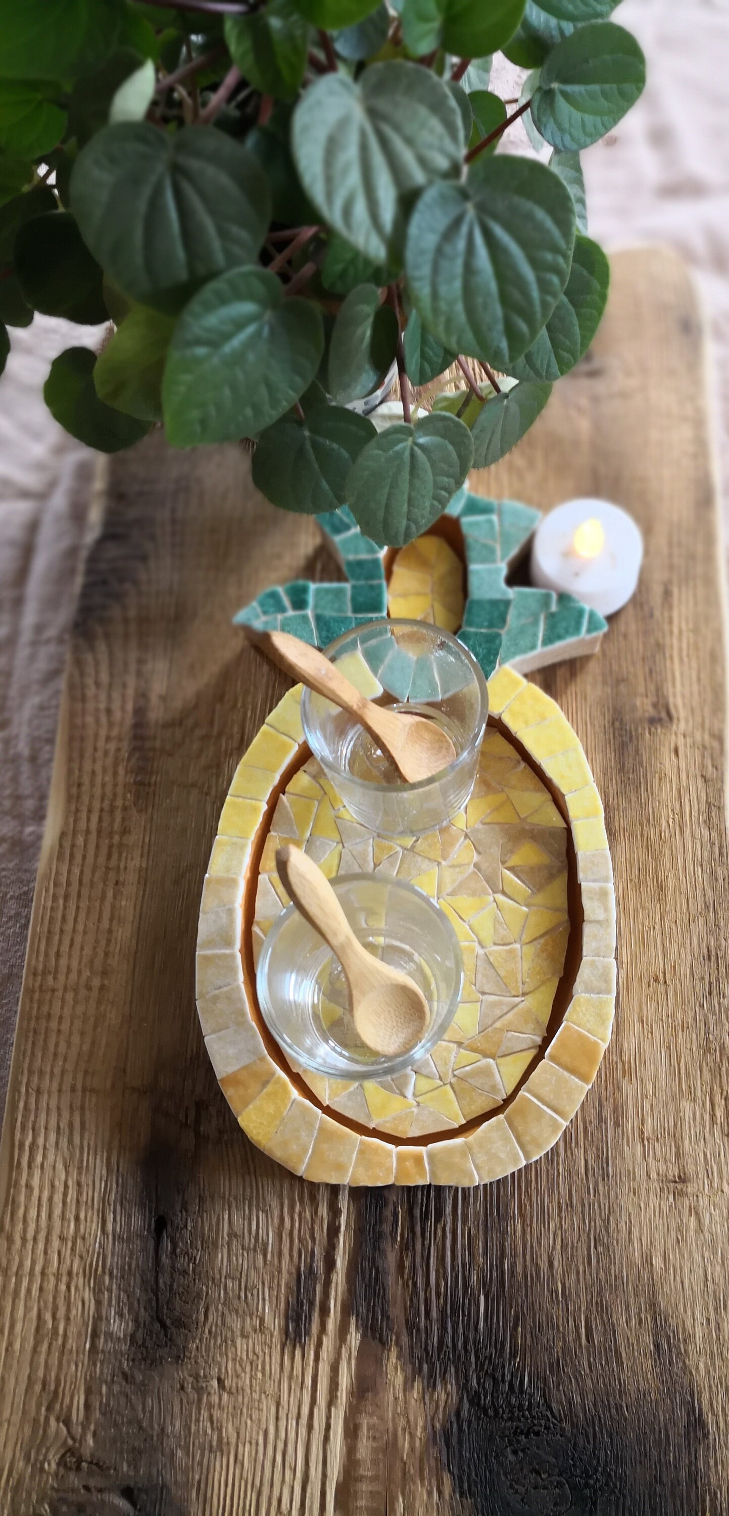 Plateau Bois Mosaïque L'ananas
