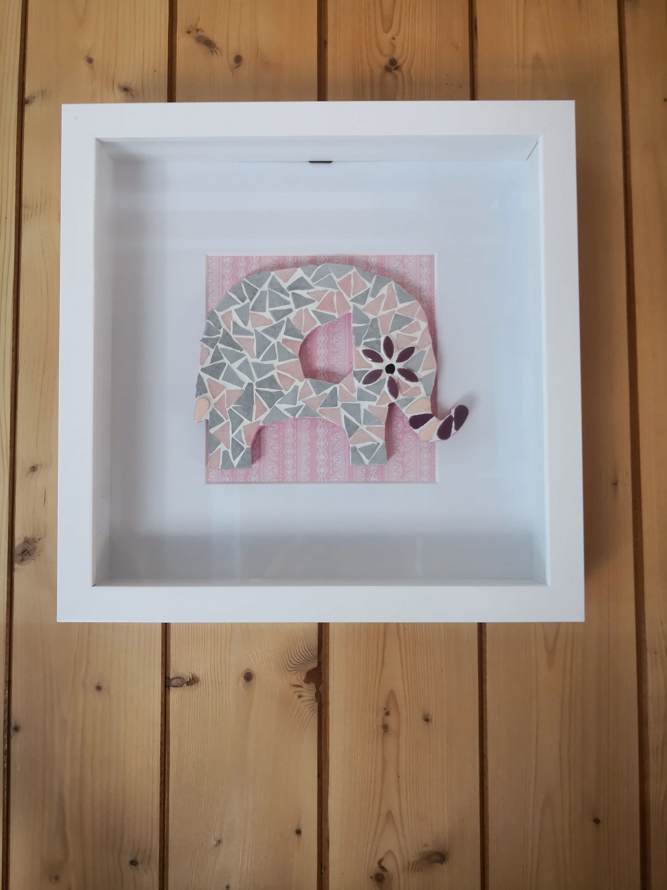 Cadre Décoratif Mural Chambre Enfant - L'éléphant en Mosaïque