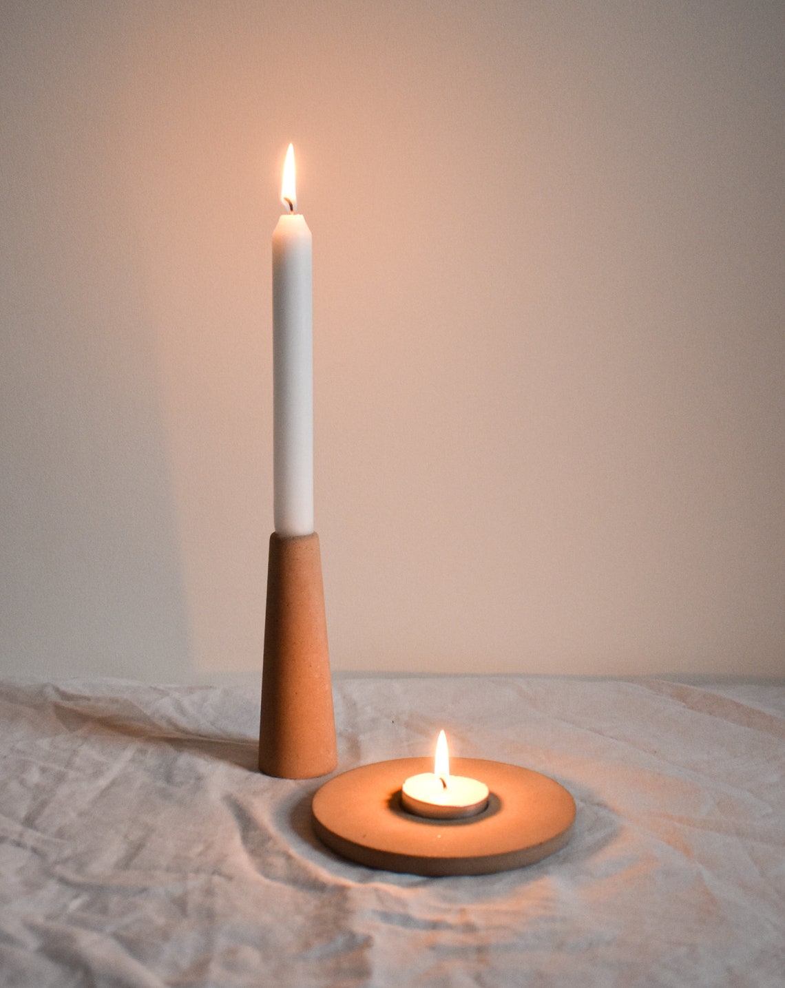 Handmade Jesmonite Candle Holders in stone finishes Etsy