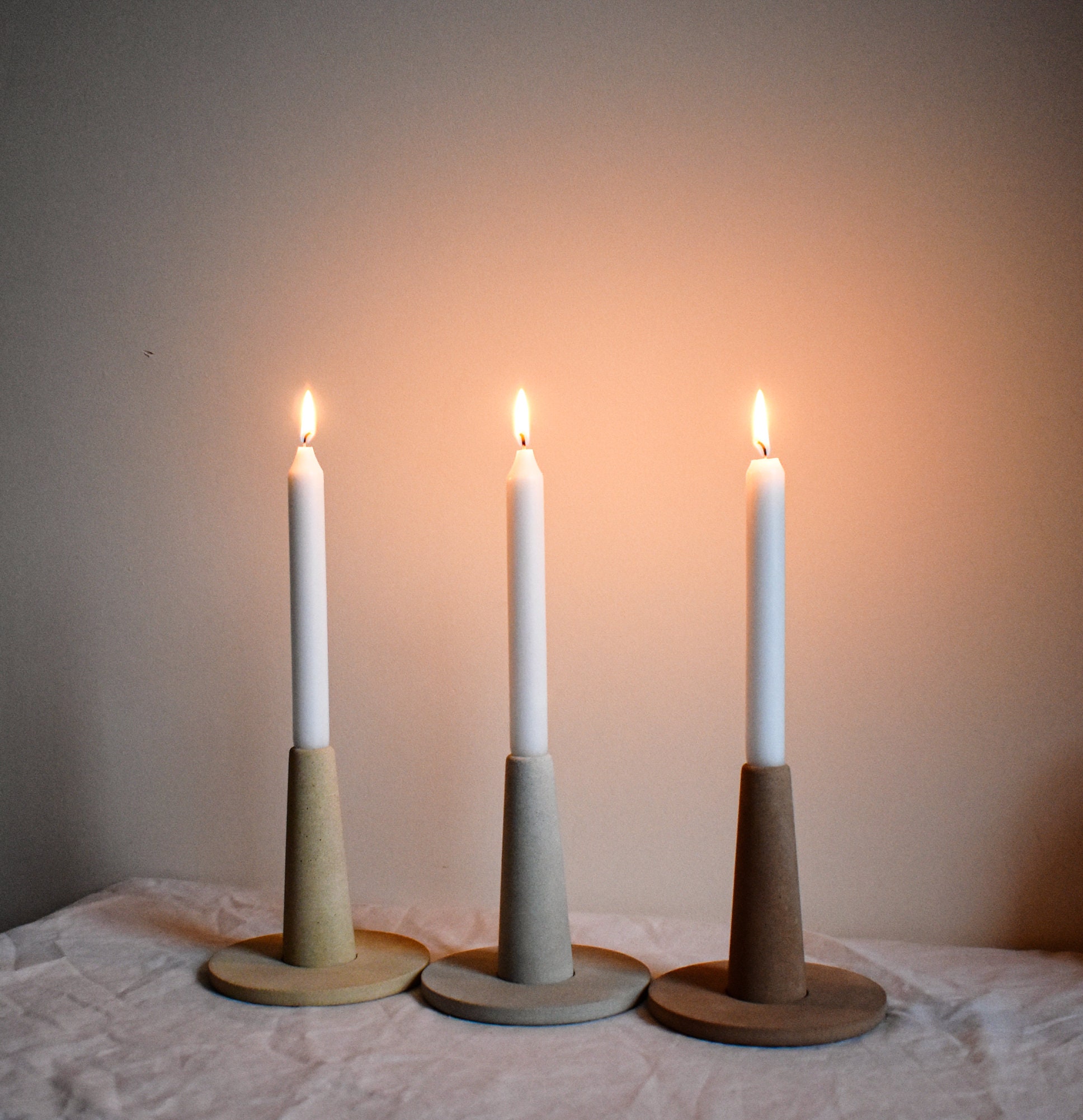 Handmade Jesmonite Candle Holders in stone finishes Etsy