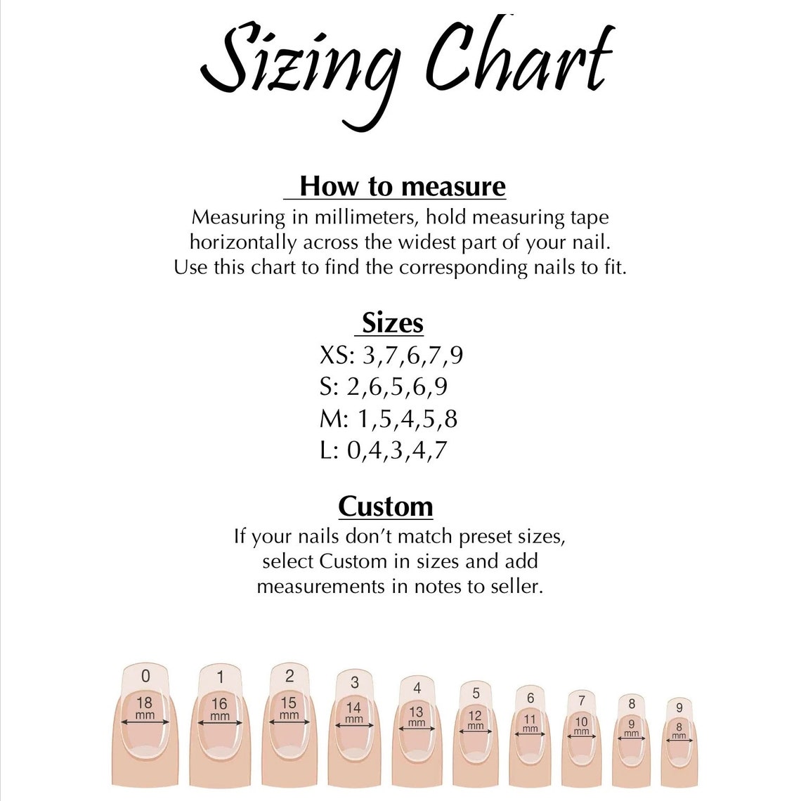 Press on Nail Sizing Kit | Etsy