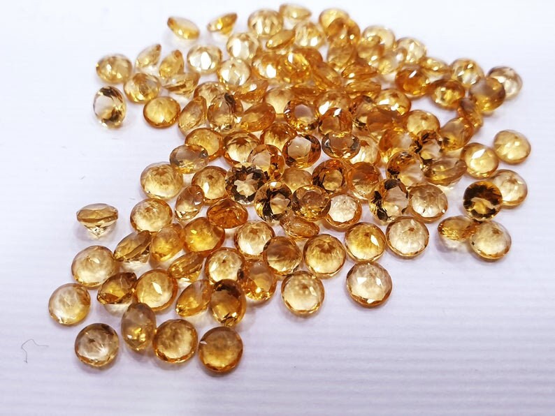 Citrine For Jewelry Making 20 Psc Size 2 to 3 mm Citrine Cut Gemstone Cabochon Natural Citrine Round Cabochons Lot