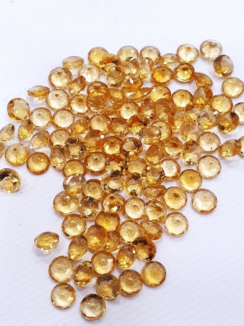 Citrine For Jewelry Making 20 Psc Size 2 to 3 mm Citrine Cut Gemstone Cabochon Natural Citrine Round Cabochons Lot