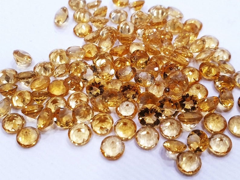 Citrine For Jewelry Making 20 Psc Size 2 to 3 mm Citrine Cut Gemstone Cabochon Natural Citrine Round Cabochons Lot